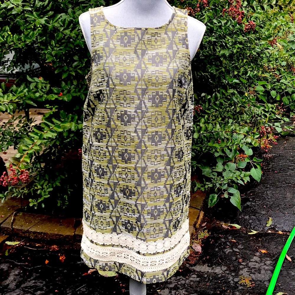 Kenzie High Neck Abstract Brocade Mini Dress